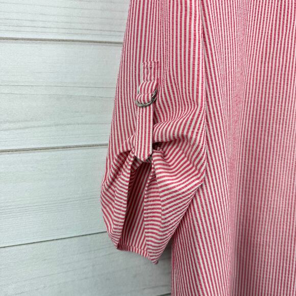 Calvin Klein Women's Striped V Neck Quarter Sleeve Blouse XL - Picture 3 of 8